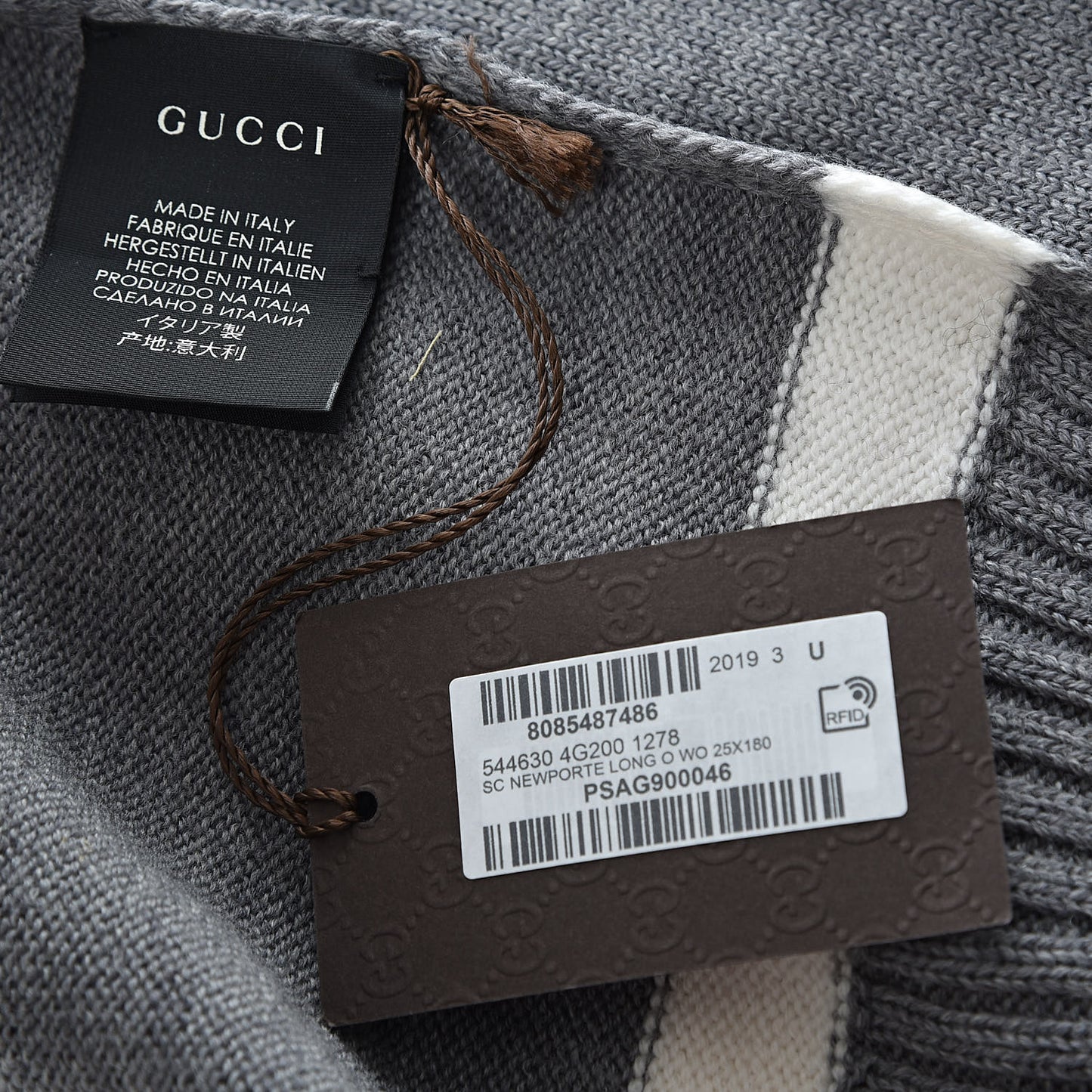 Wool Newporte Long Scarf Graphite Ivory