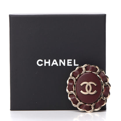 Chanel Lambskin CC Brooch Red Gold 5 of 5