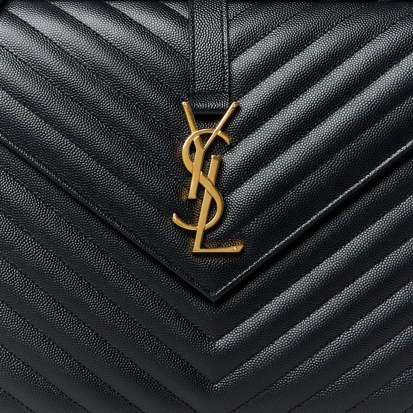 Grain De Poudre Matelasse Chevron Large Monogram Satchel Black