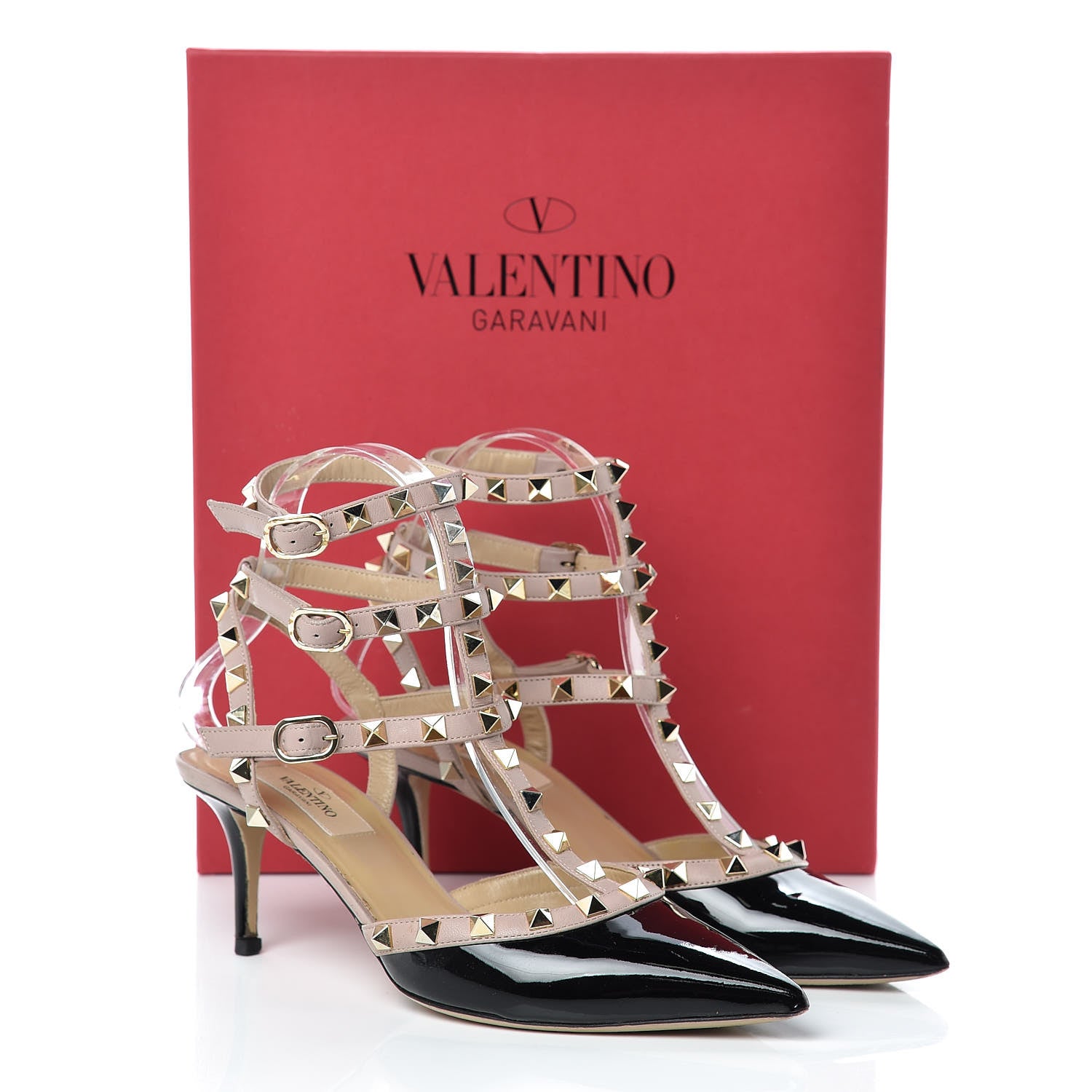 Valentino Garavani Patent Nappa Rockstud Ankle Strap 65mm Pumps 37.5 Black Poudre 15 of 15