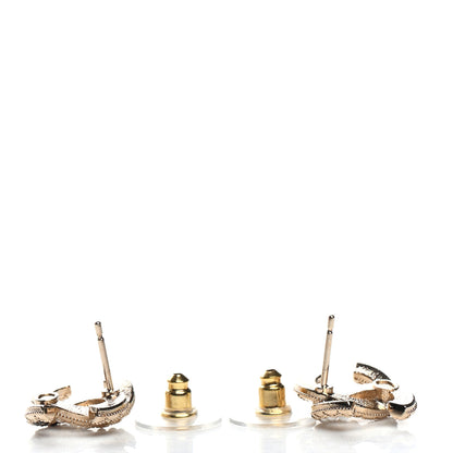 Chanel Resin Pearl CC Earrings Gold Black 3 of 5