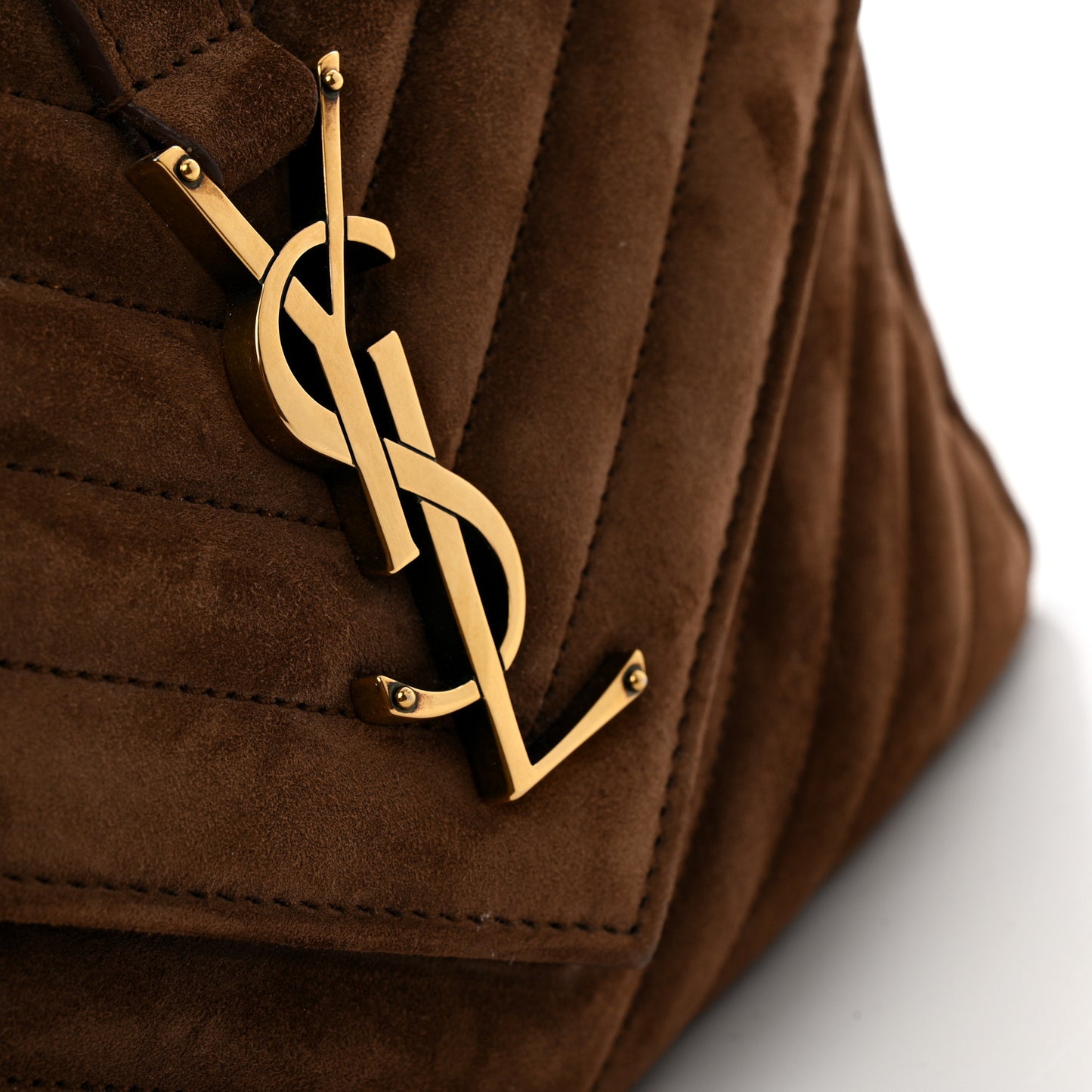 Suede Matelasse Chevron Monogram Medium College Bag Bark Brown