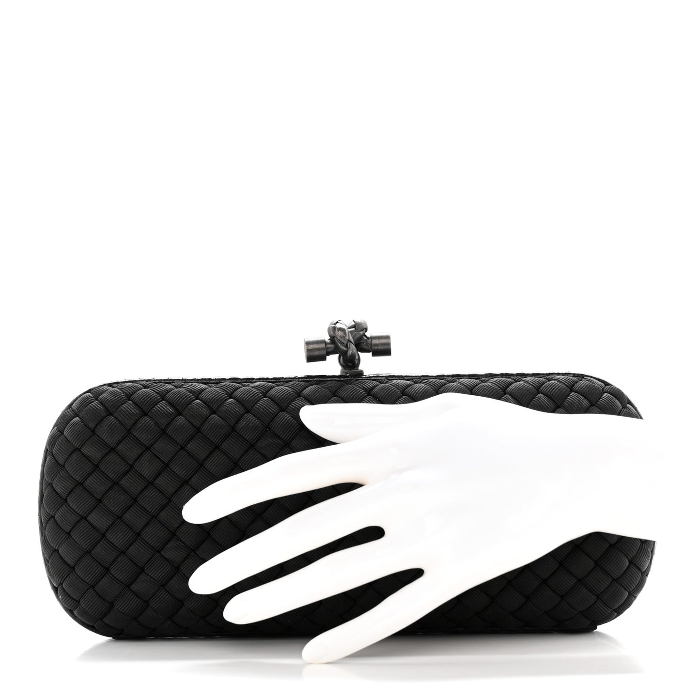 Satin Ayers Intreccio Impero Stretch Knot Clutch Black