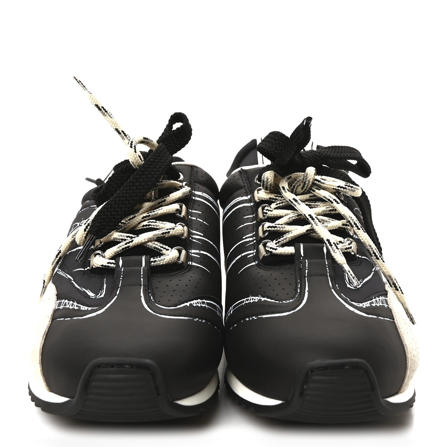 Christian Dior Metallic Lambskin Suede Womens D-Sketch Sneakers 39 Steel 38.5 Black 3 of 9