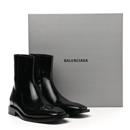 Balenciaga Polished Calfskin Rim Boots 39 Black 9 of 9