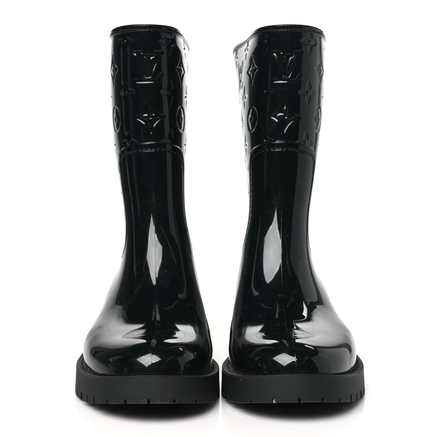 Rubber Embossed Monogram Drops Flat Half Boots 40 Black