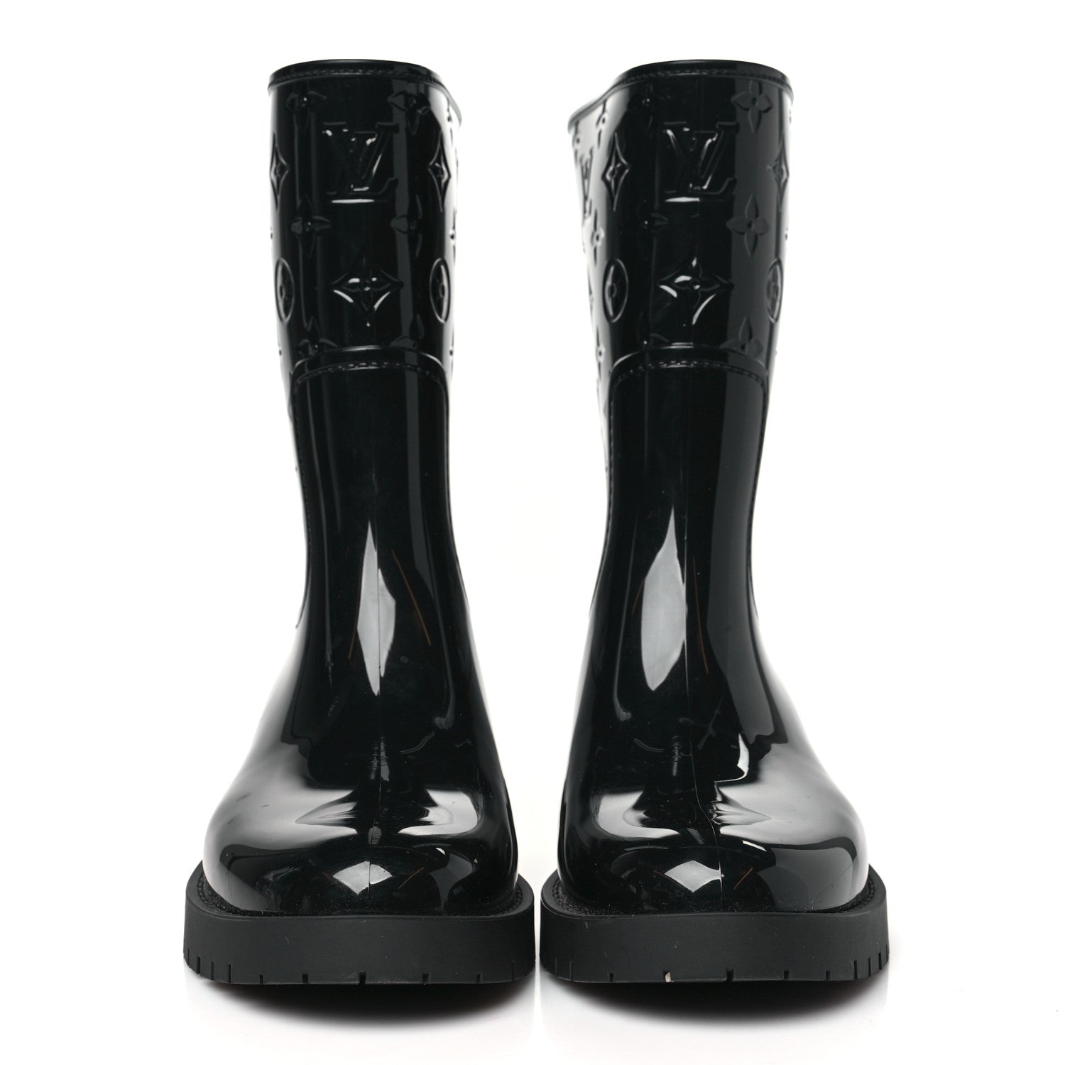 Louis Vuitton Rubber Embossed Monogram Drops Flat Half Boots 40 Black 2 of 7