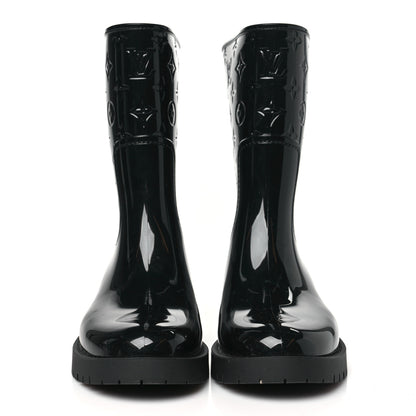 Louis Vuitton Rubber Embossed Monogram Drops Flat Half Boots 40 Black 2 of 7