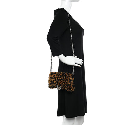 Balenciaga Fleece Leopard Print Hourglass Chain Bag Brown 2 of 9