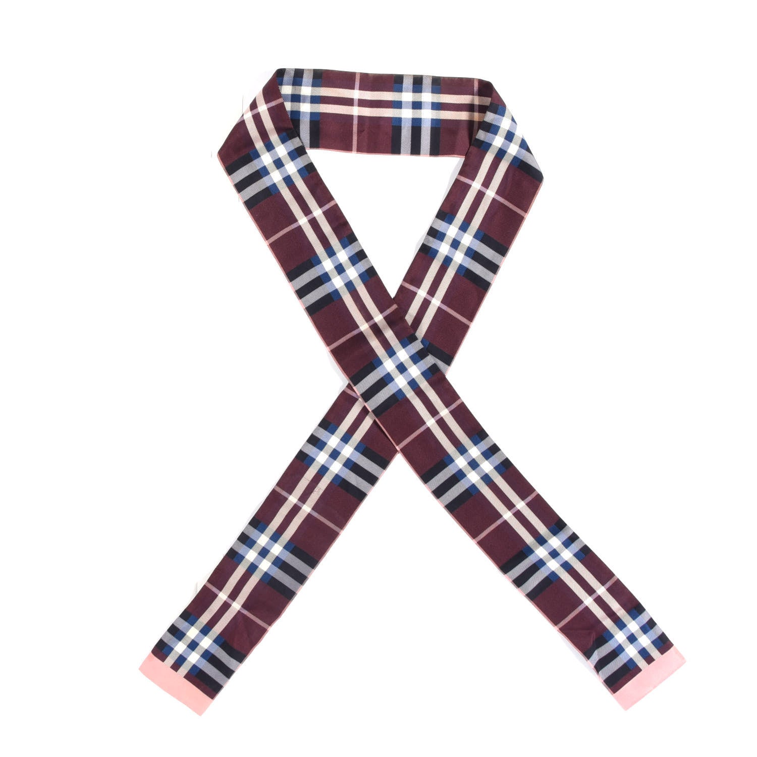 Burberry Silk Check Print Skinny Scarf Plum 1 of 4