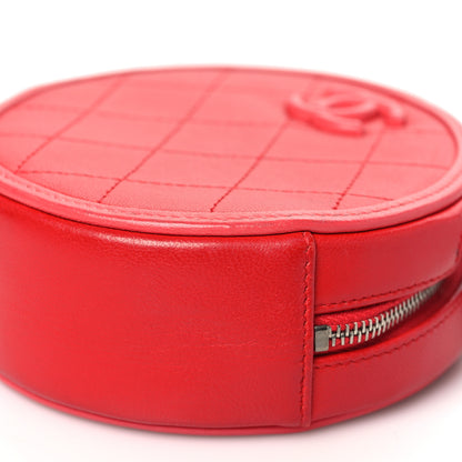 Chanel Calfskin Quilted Bi-Color CC Round Clutch With Chain Pink Red 10 of 11
