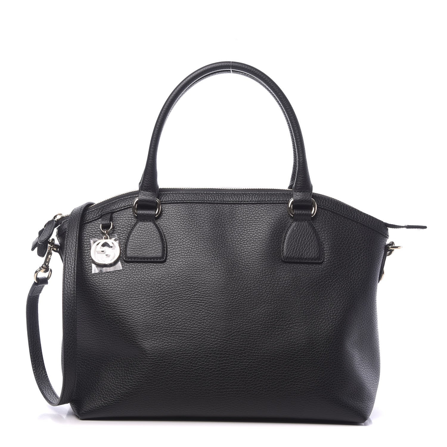 Gucci Dollar Calfskin GG Charm Dome Satchel Black 1 of 9