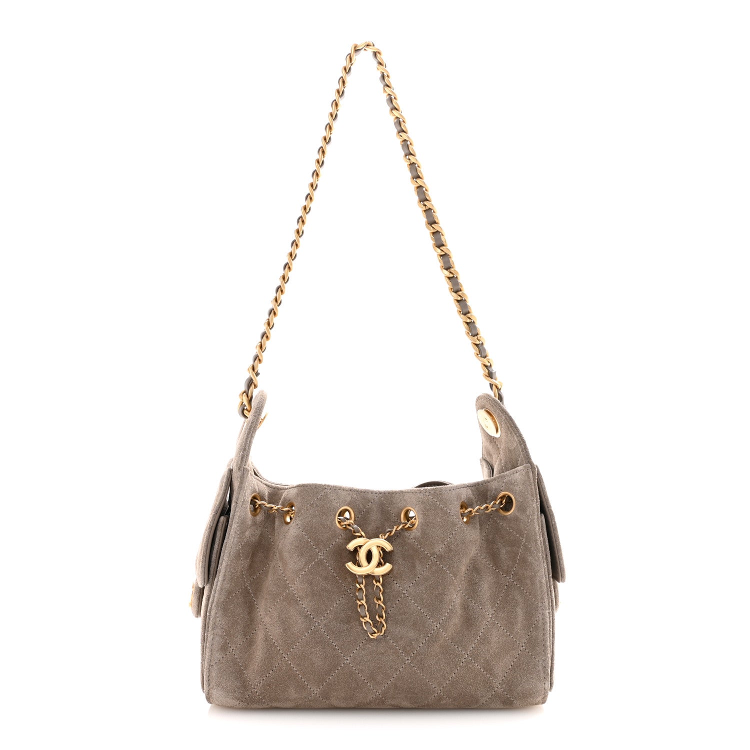 Chanel Suede Quilted Mini Chanel 25 Handbag Dark Grey 1 of 14