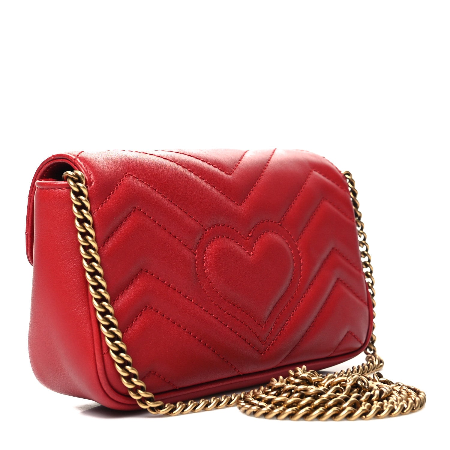 Gucci Calfskin Matelasse Super Mini GG Marmont Shoulder Bag Hibiscus Red 3 of 10