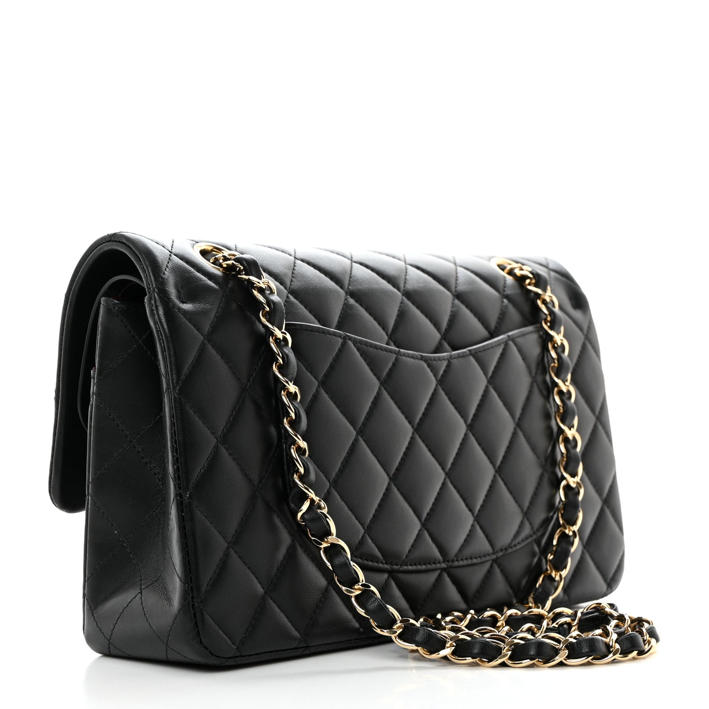 Lambskin Quilted Medium Double Flap Black