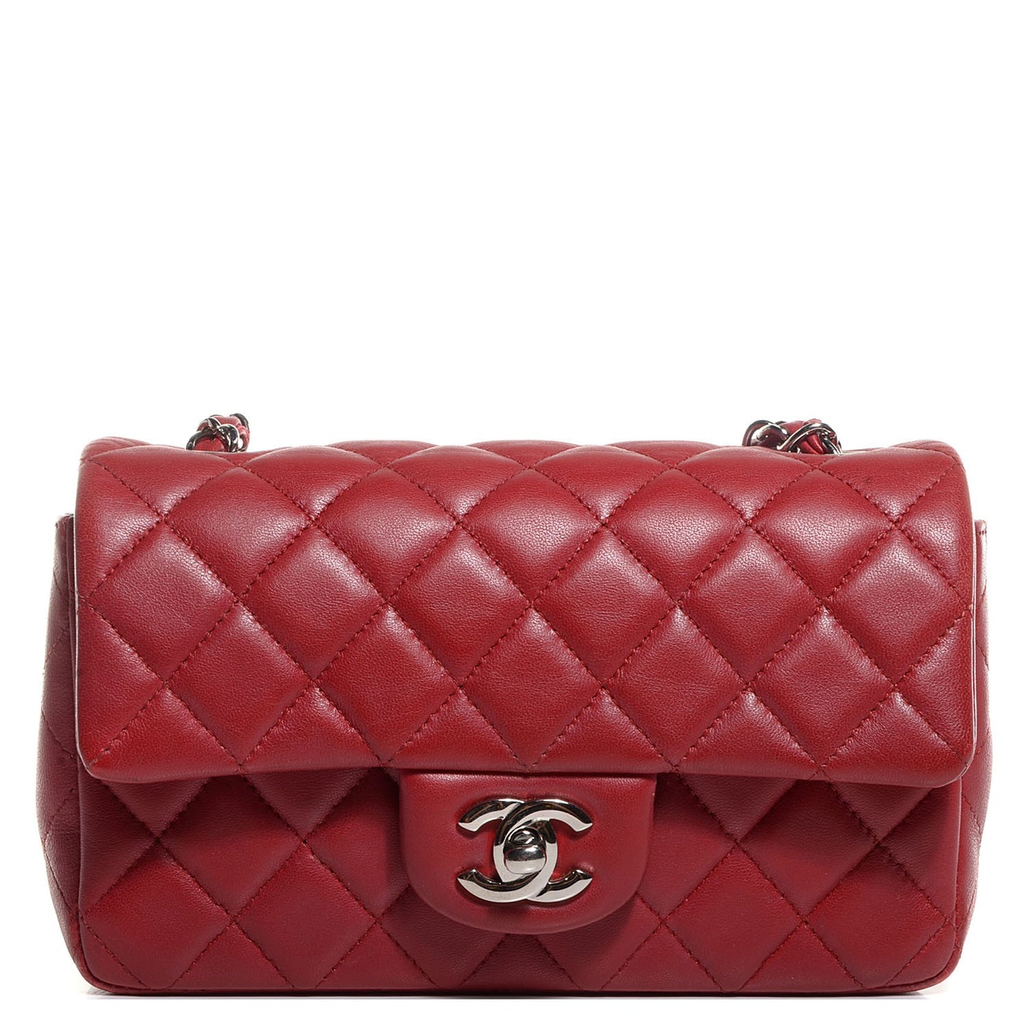 Lambskin Quilted Mini Rectangular Flap Red