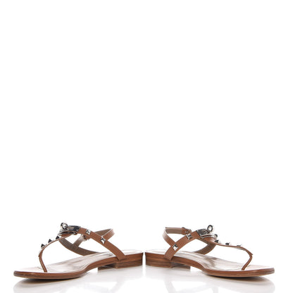 Hermes Calfskin Studded Olivia Sandals 37.5 Palissandre 6 of 9