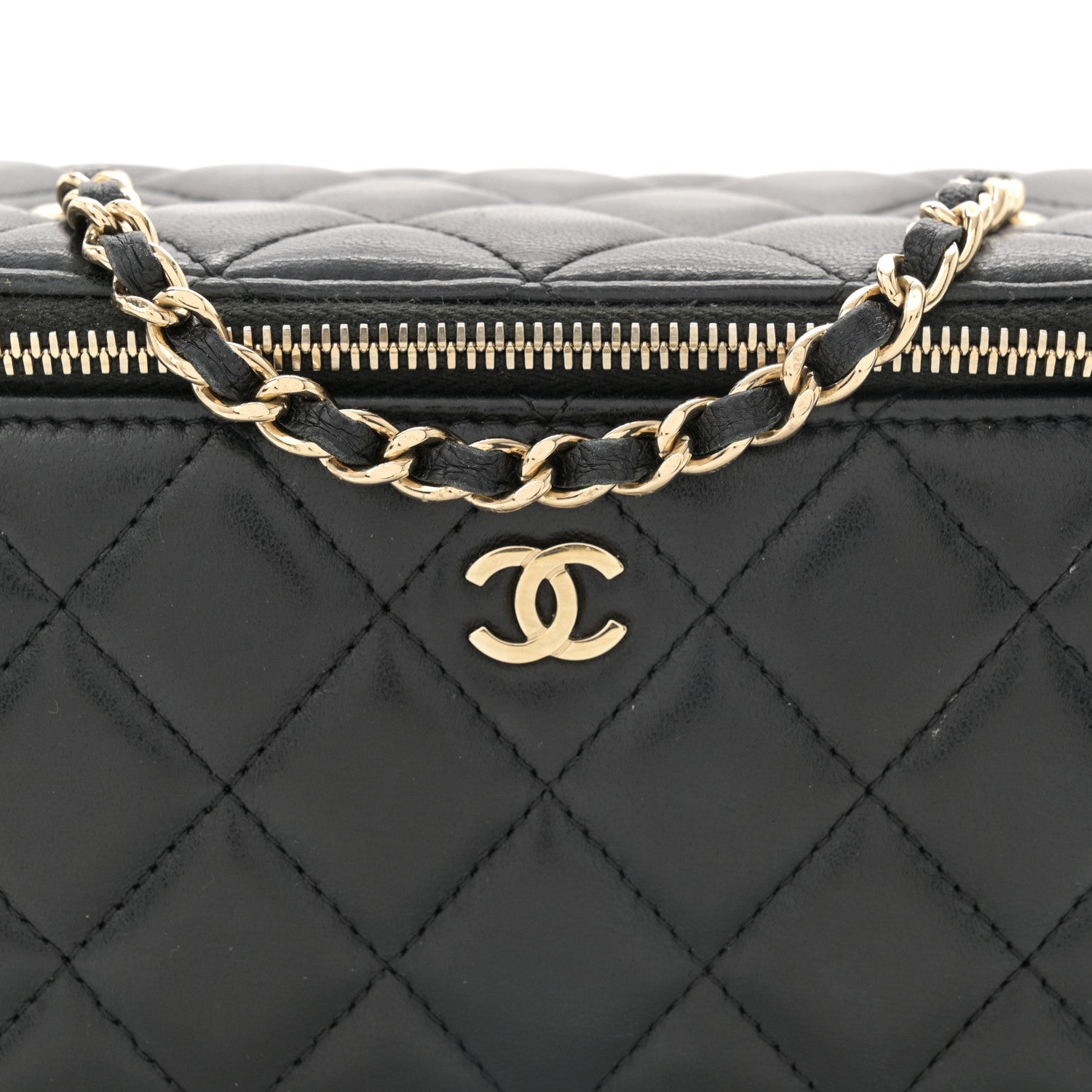 Chanel Lambskin Quilted Small Vanity Case With Chain Black 8 of 11