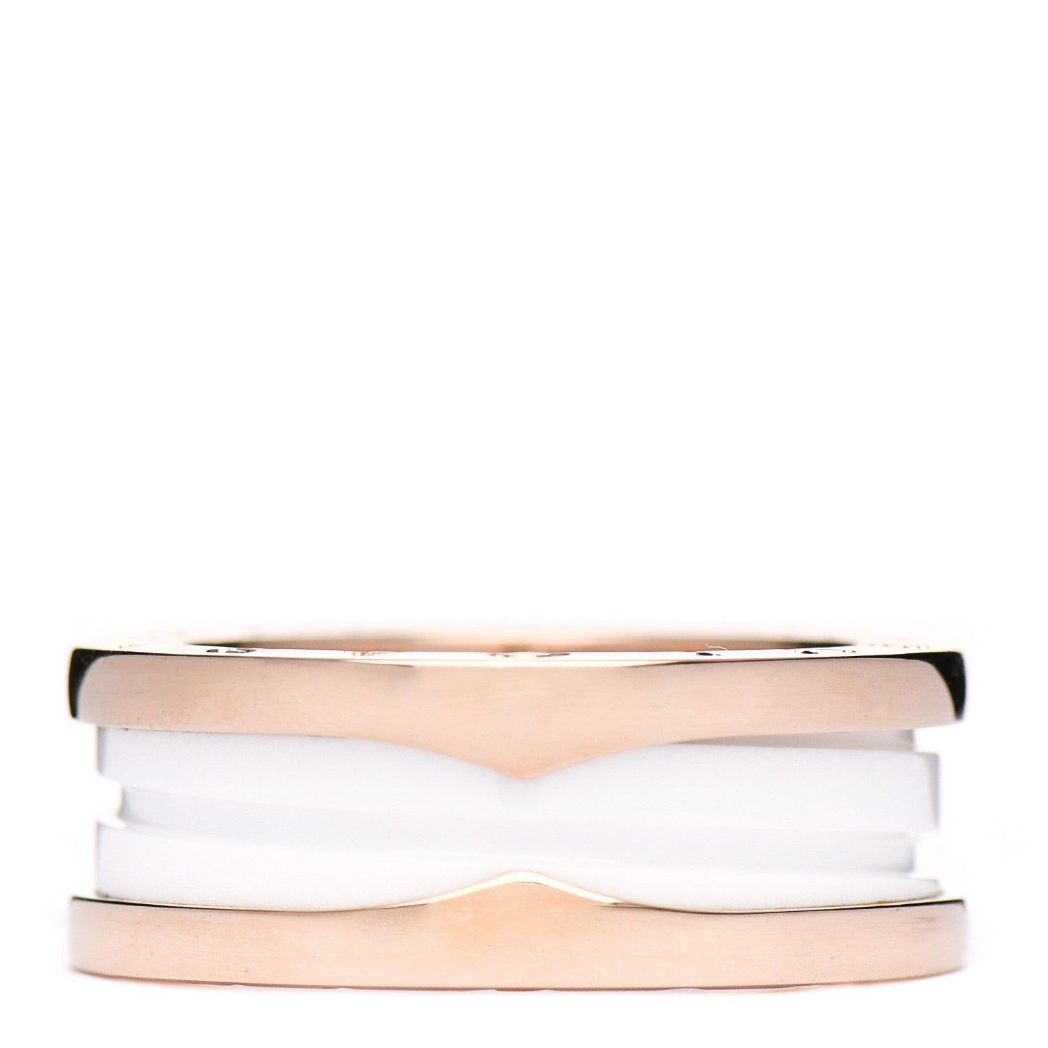 Bulgari 18K Rose Gold White Ceramic B.Zero1 Two-Band Ring 53 6.25 1 of 6
