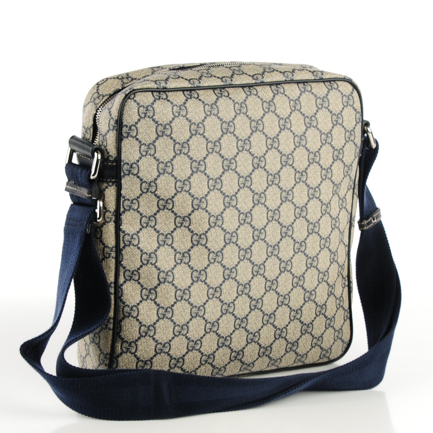 GG Supreme Monogram Selleria Calfskin Medium Messenger Bag Beige Blue