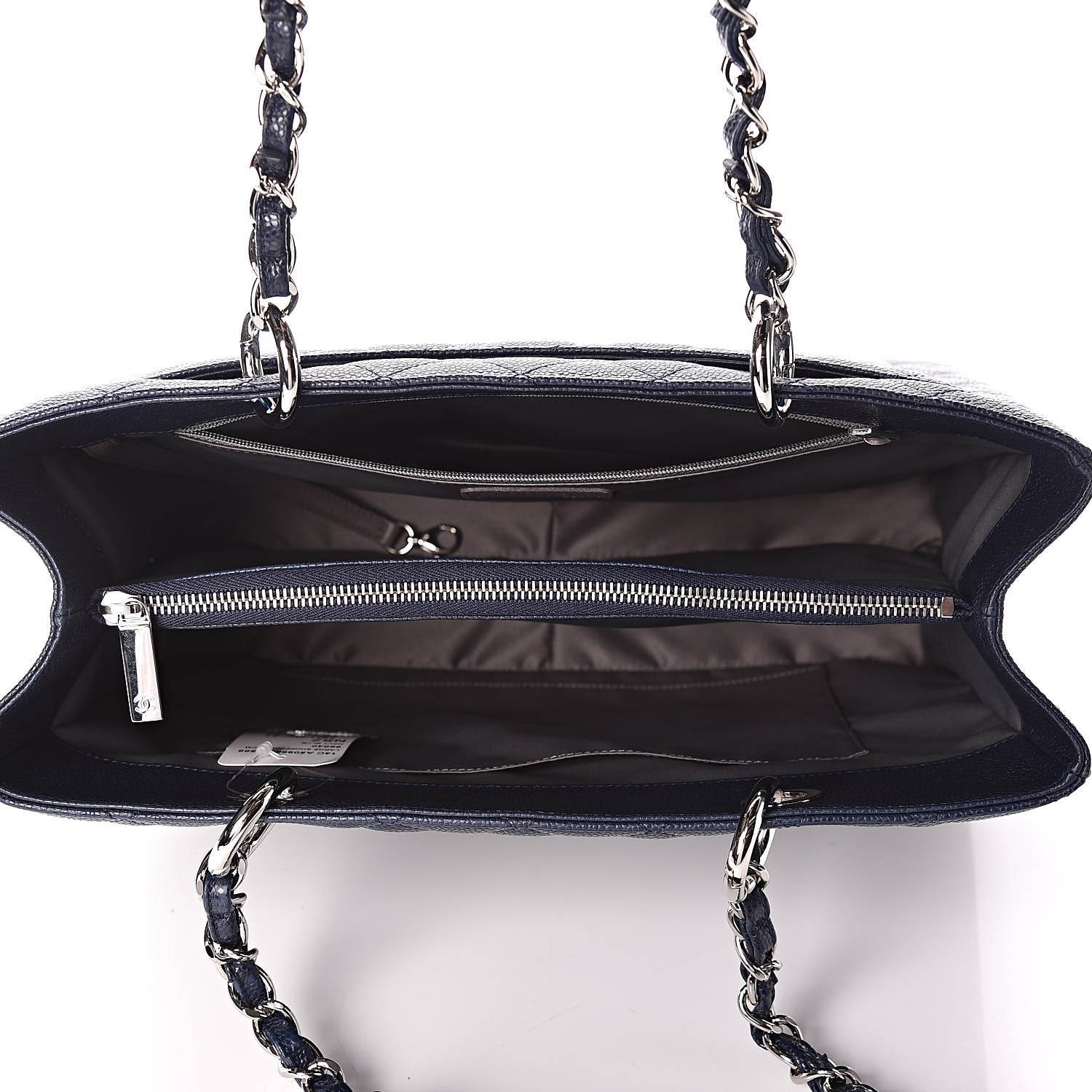 Chanel Caviar Quilted Grand Shopping Tote GST Navy Blue 7 of 10