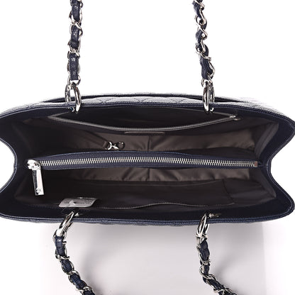Chanel Caviar Quilted Grand Shopping Tote GST Navy Blue 7 of 10