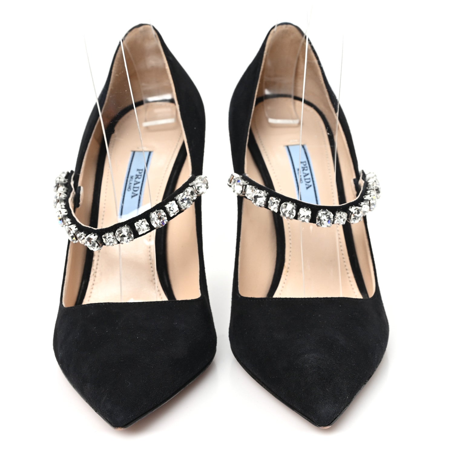 Prada Camoscio Crystal Pumps 37 Black 3 of 9