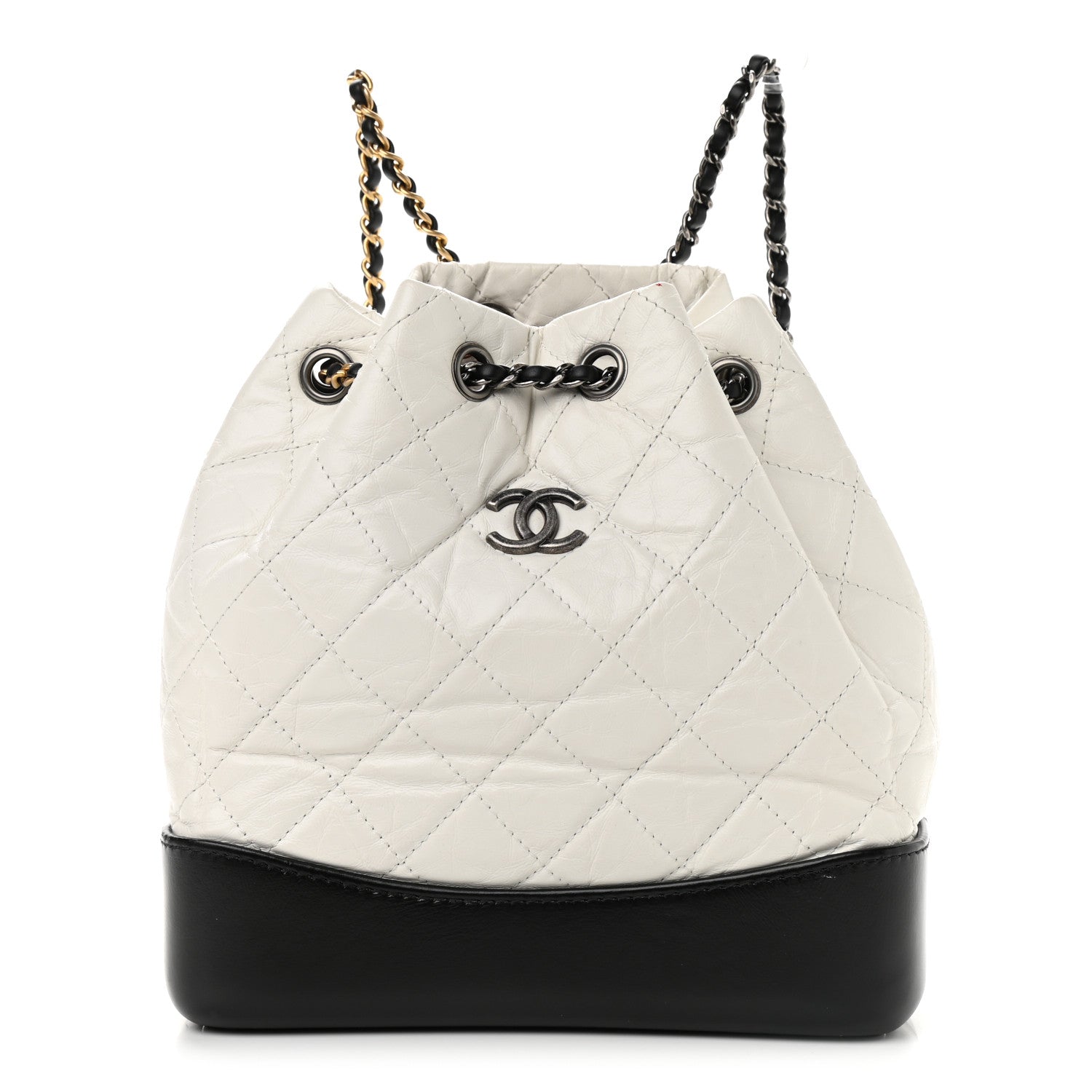 Chanel Aged Calfskin Quilted Small Gabrielle Backpack Black White 1 of 11