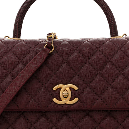 Chanel Caviar Lizard Quilted Medium Coco Handle Flap Burgundy 8 of 11