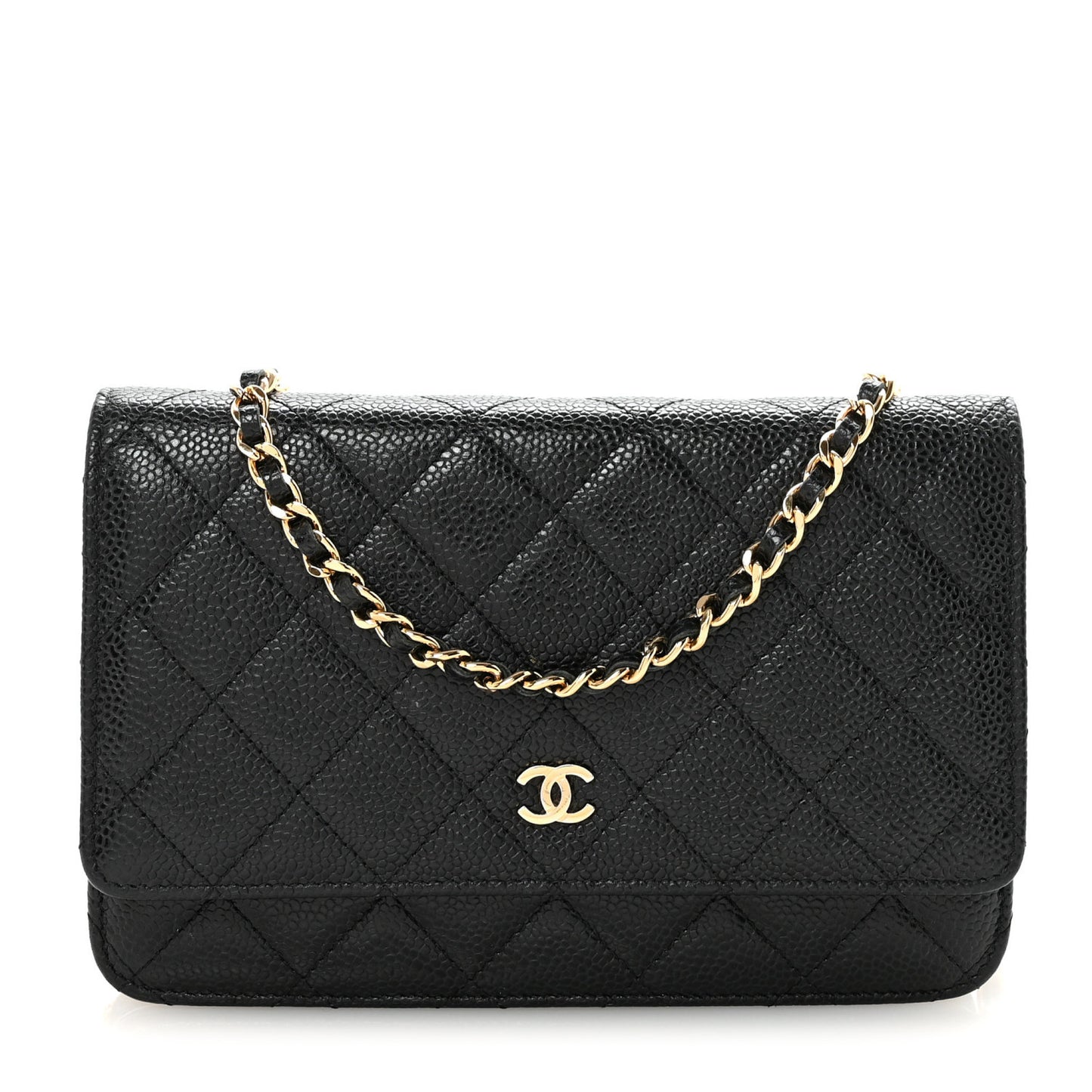Caviar Quilted Wallet on Chain WOC Black