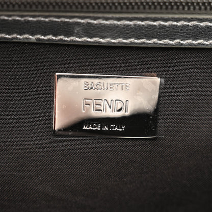 Fendi Vitello Catalan Mirror FF 1974 Embossed Large Baguette Argento 6 of 8
