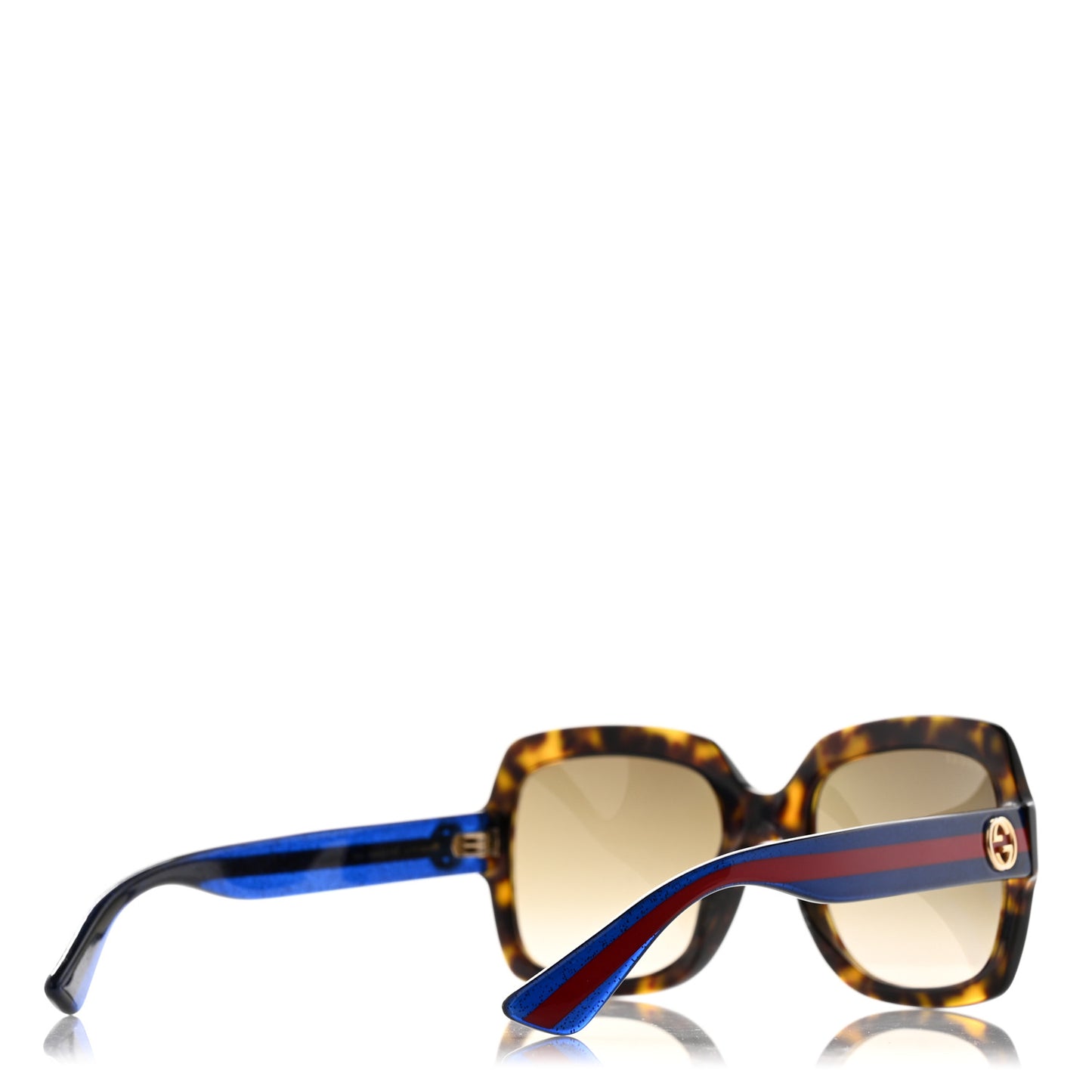 Acetate Square Frame Web Glitter Sunglasses GG0036S Brown Blue