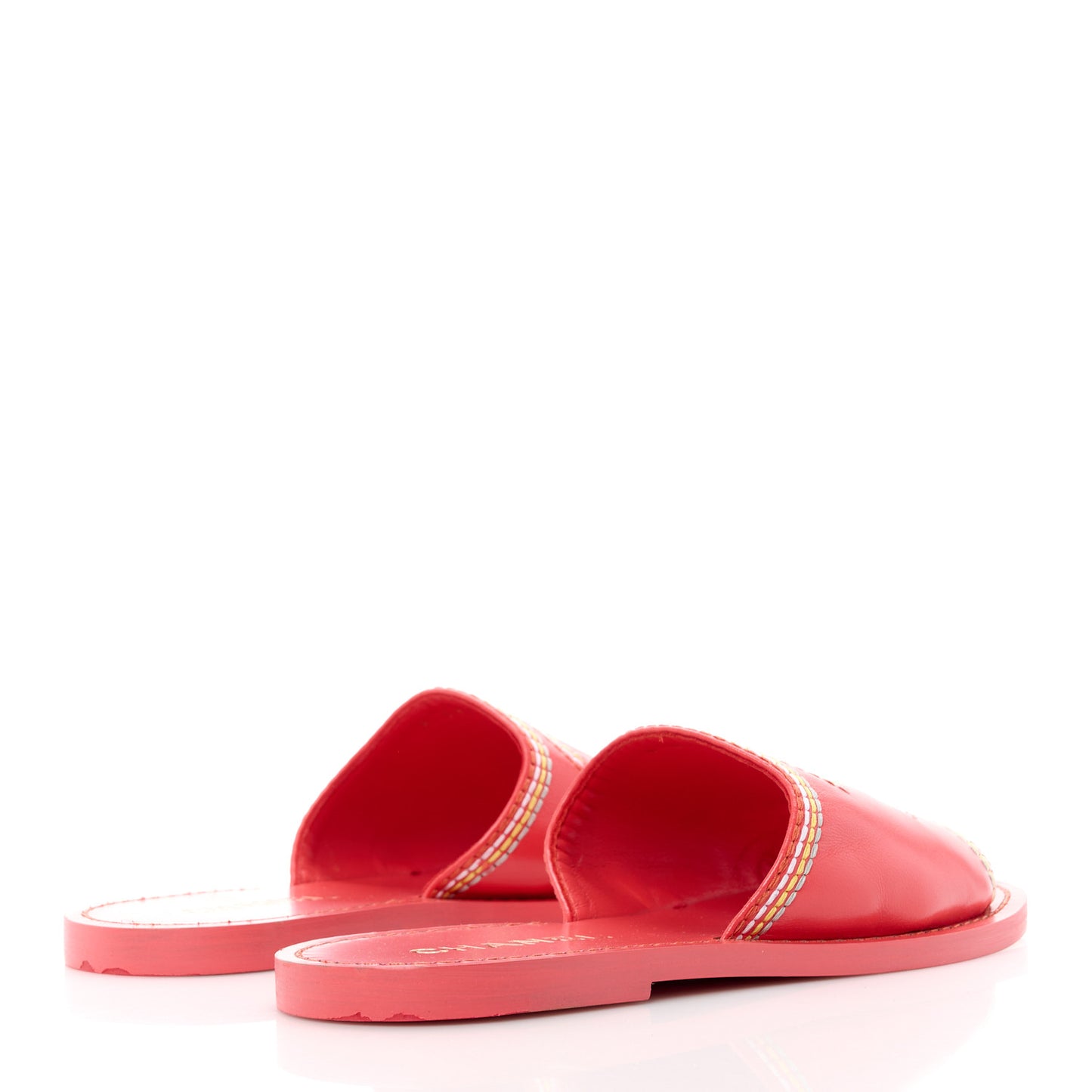 Calfskin Embroidered CC Sandal Mule 36 Red