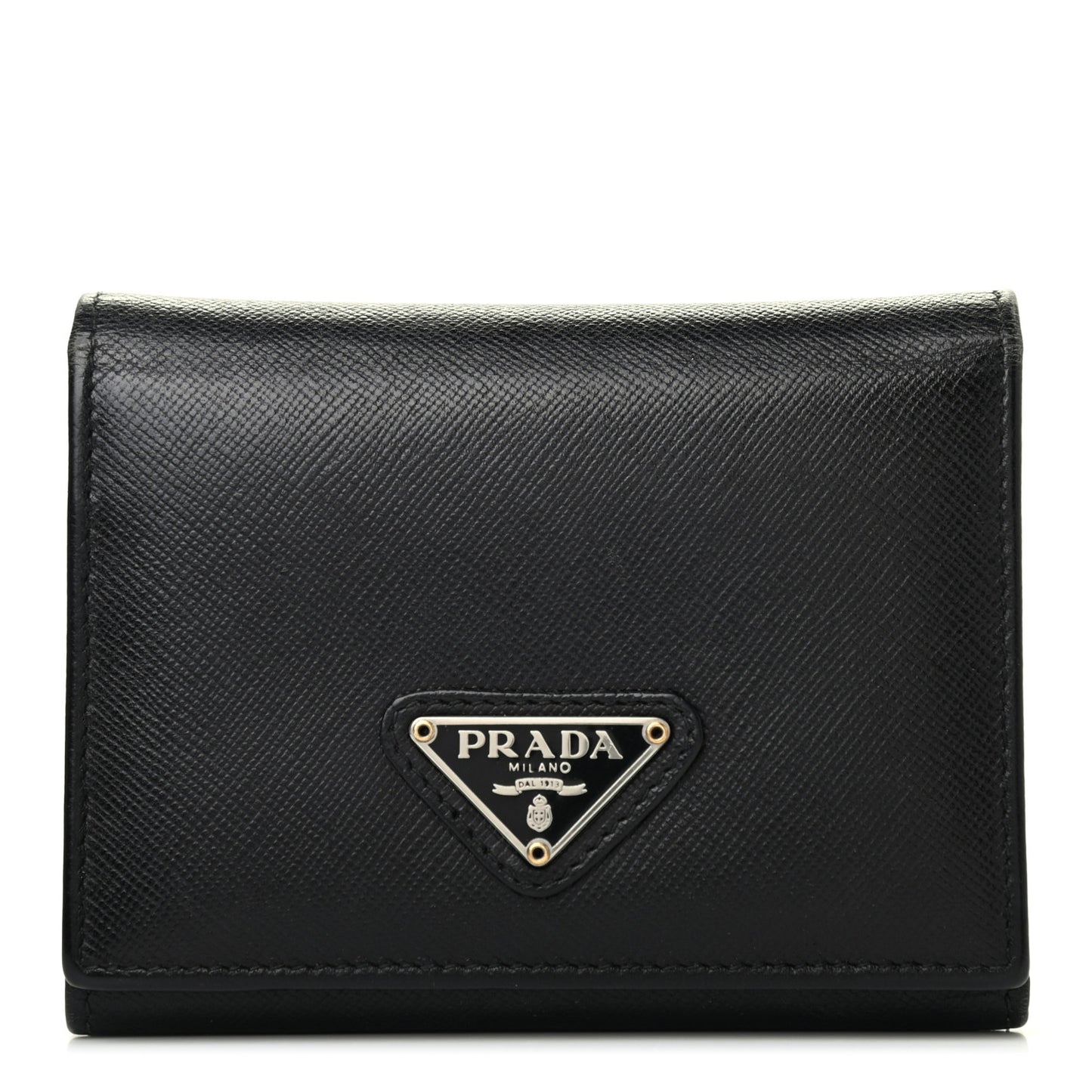 Saffiano Metal Tri-Fold Wallet Black