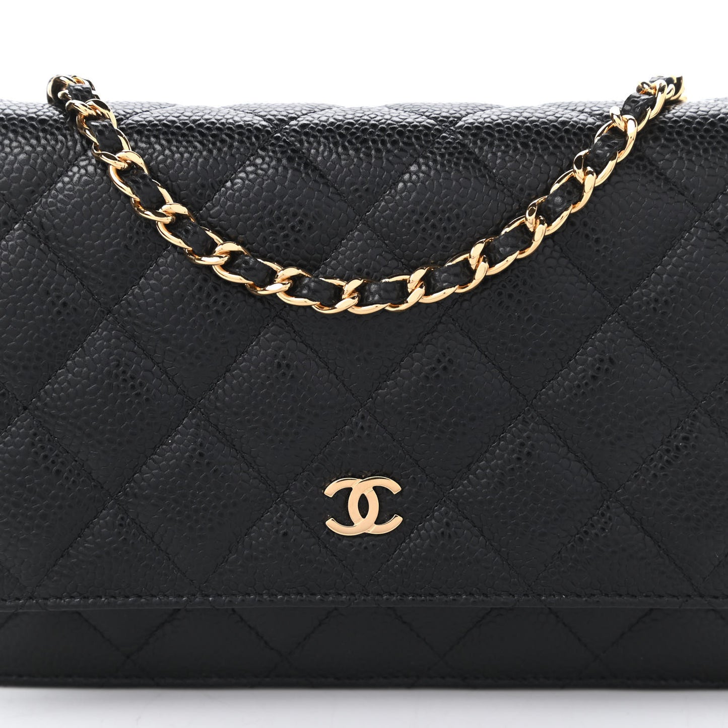 Caviar Quilted Wallet On Chain WOC Black