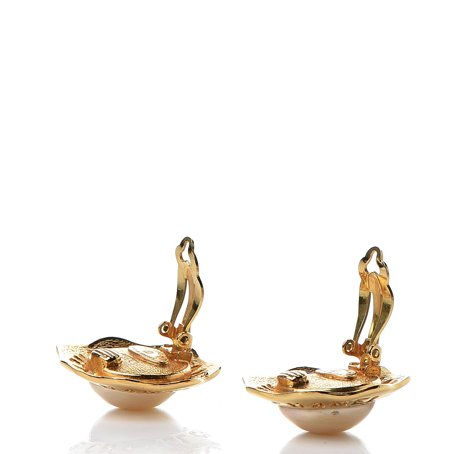Chanel Pearl CC Logo Clip On Earrings Gold 3 of 5