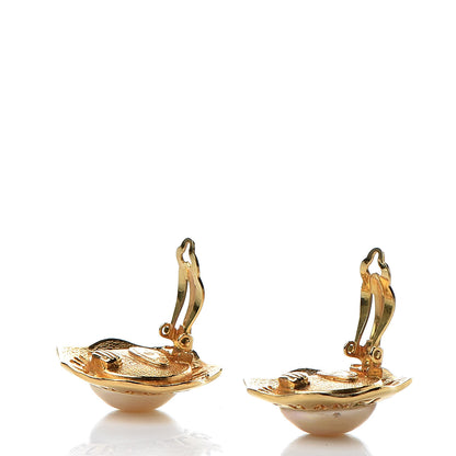 Chanel Pearl CC Logo Clip On Earrings Gold 3 of 5