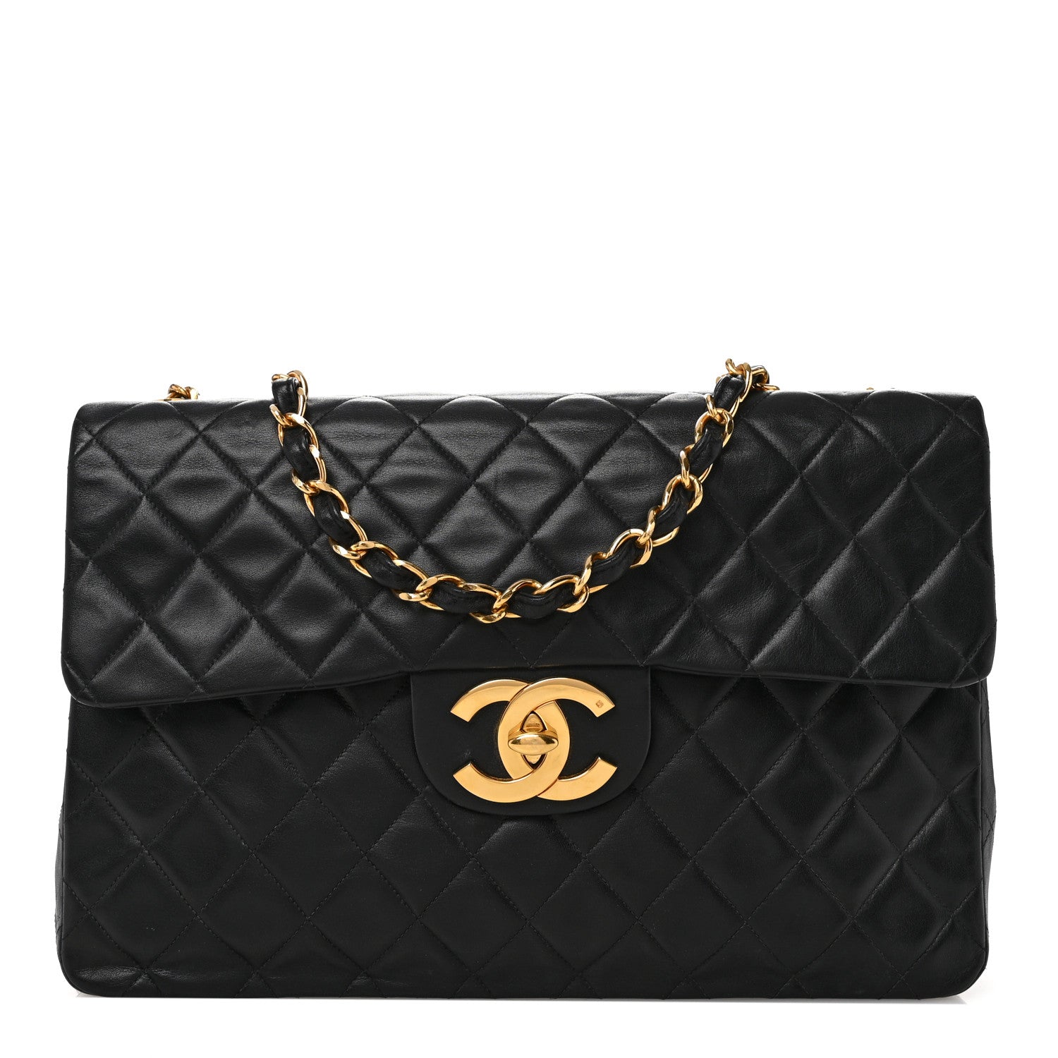 Chanel Lambskin Quilted XL Jumbo Single Flap Black 1 of 13