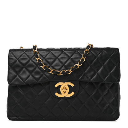 Chanel Lambskin Quilted XL Jumbo Single Flap Black 1 of 13