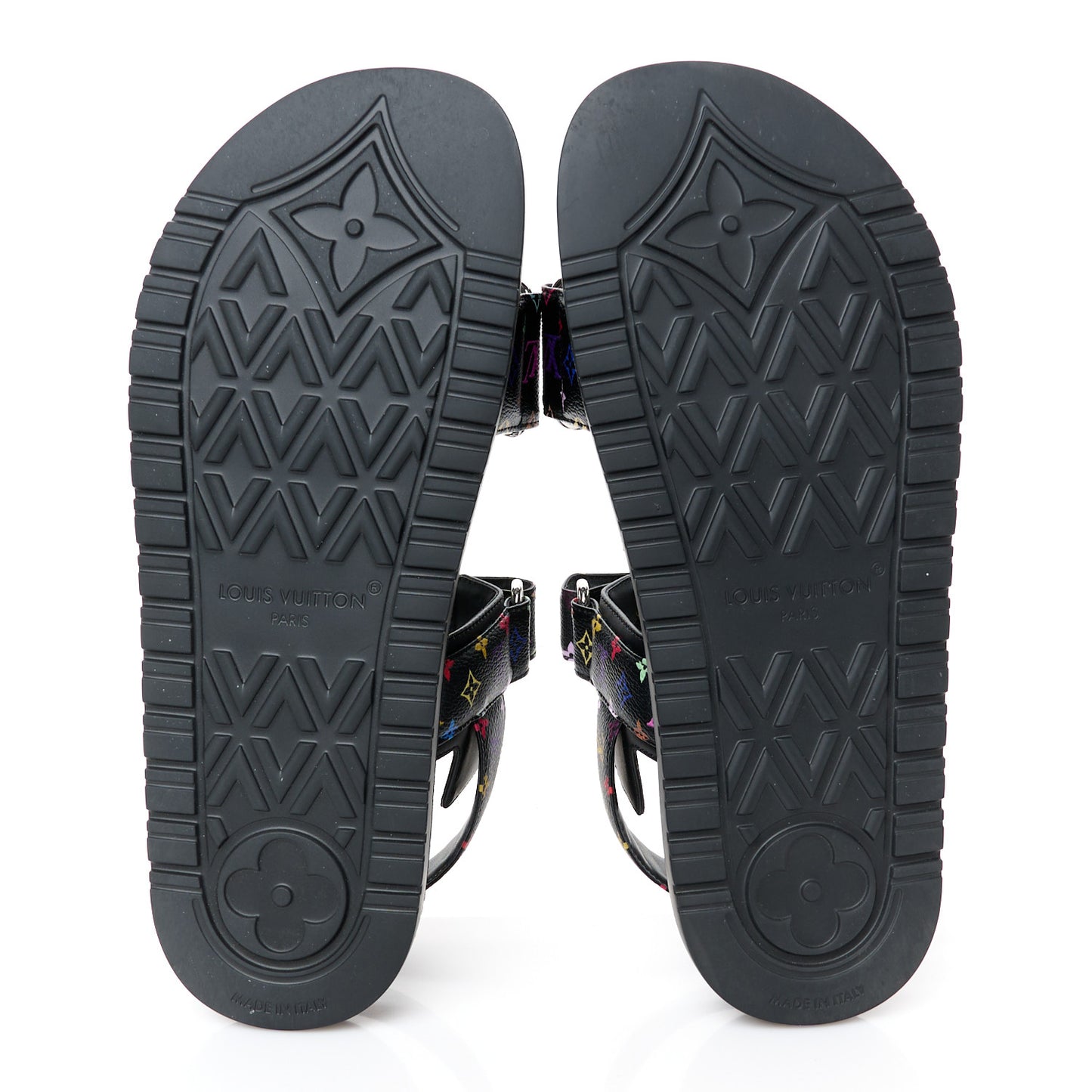 LV X TM Monogram Multicolor Sunset Flat Sandals 38 Black