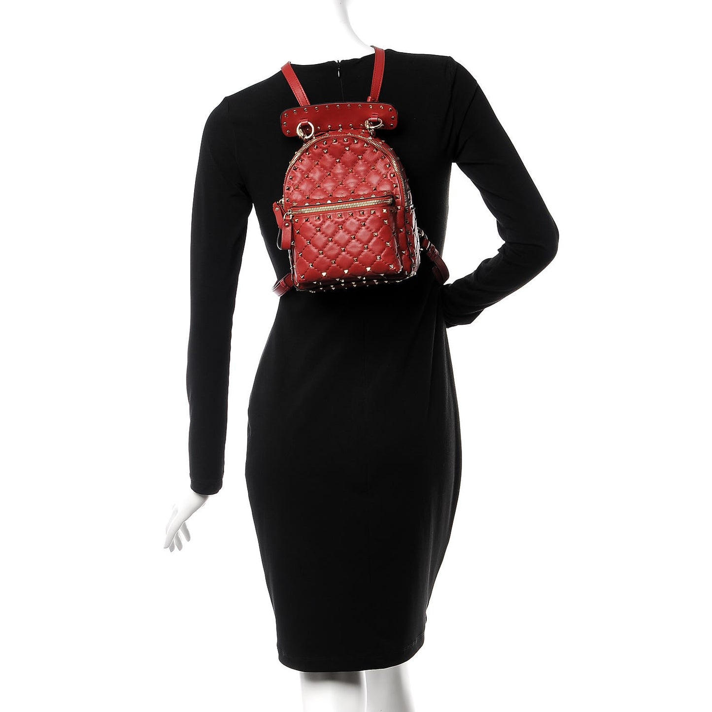 Nappa Quilted Mini Rockstud Spike Backpack Rosso Valentino