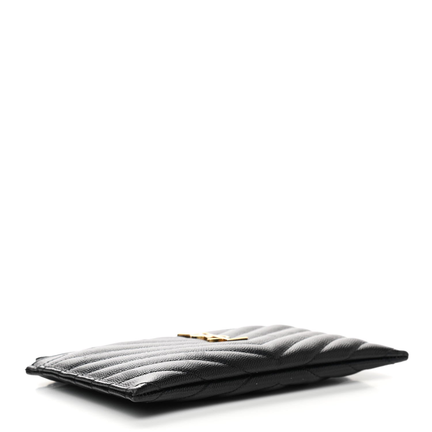 Saint Laurent Grain De Poudre Chevron Monogram Bill Pouch Black 4 of 13