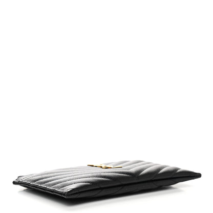 Saint Laurent Grain De Poudre Chevron Monogram Bill Pouch Black 4 of 13