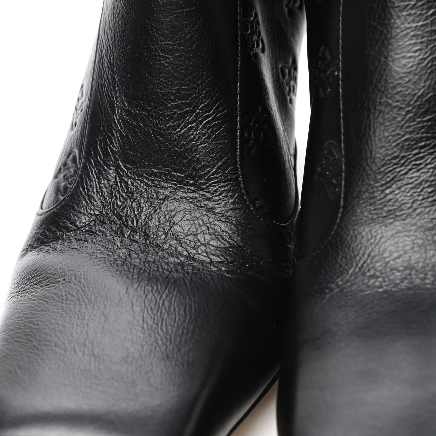 Vitello Karligraphy Embossed FFreedom Ankle Boots 36 Black