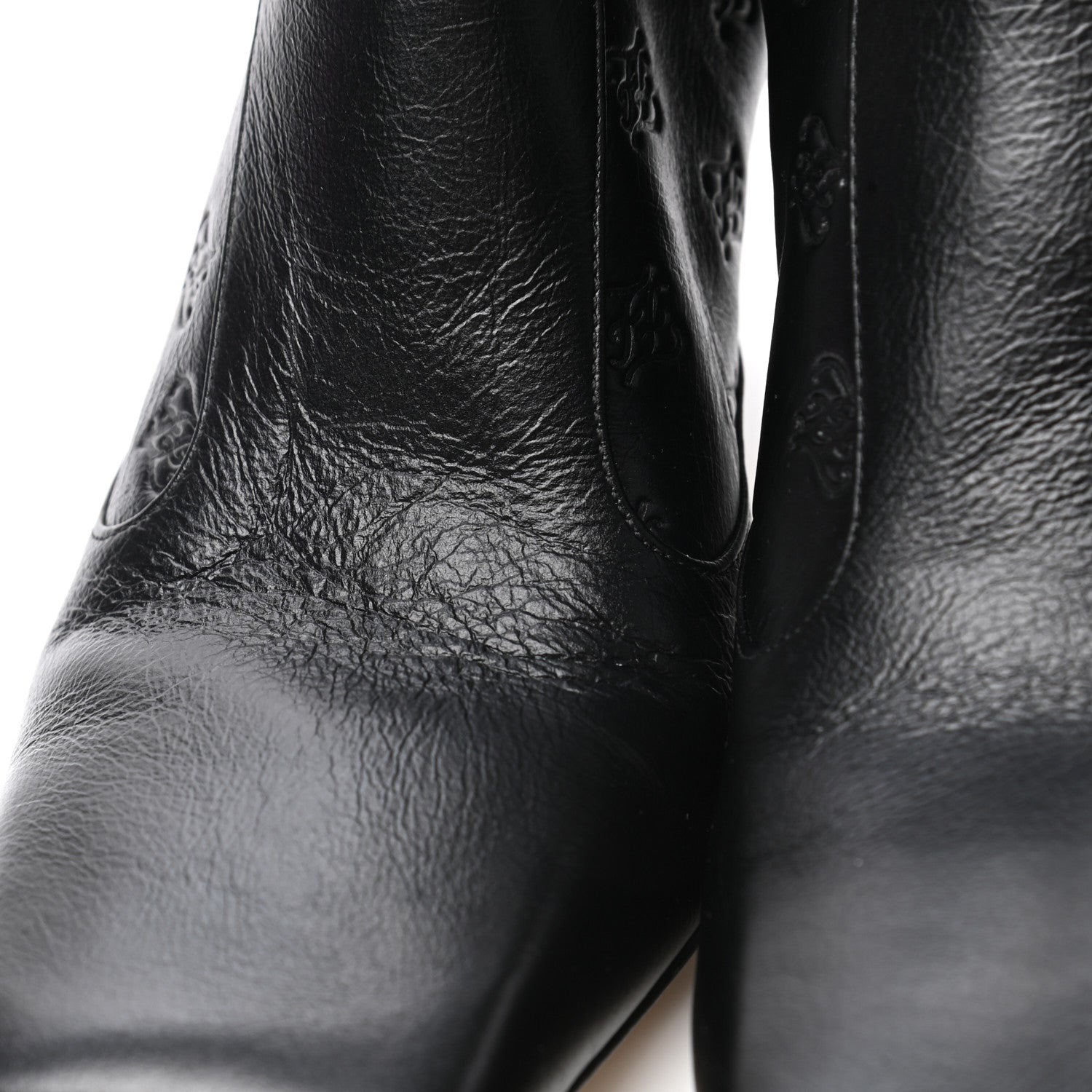 Fendi Vitello Karligraphy Embossed FFreedom Ankle Boots 36 Black 8 of 8