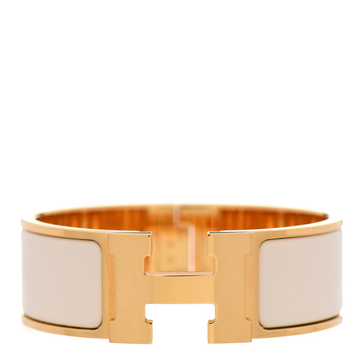 Hermes Enamel Wide Clic Clac H Bracelet PM White 1 of 4