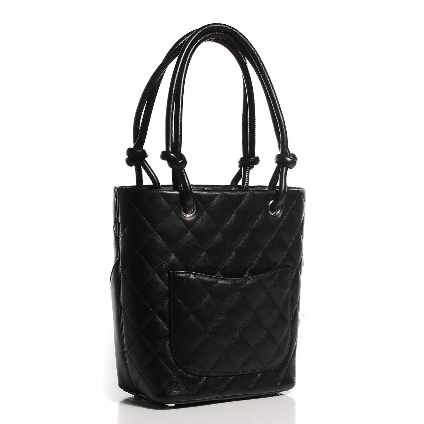 Calfskin Quilted Small Cambon Tote Black White