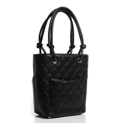 Chanel Calfskin Quilted Small Cambon Tote Black White 3 of 7