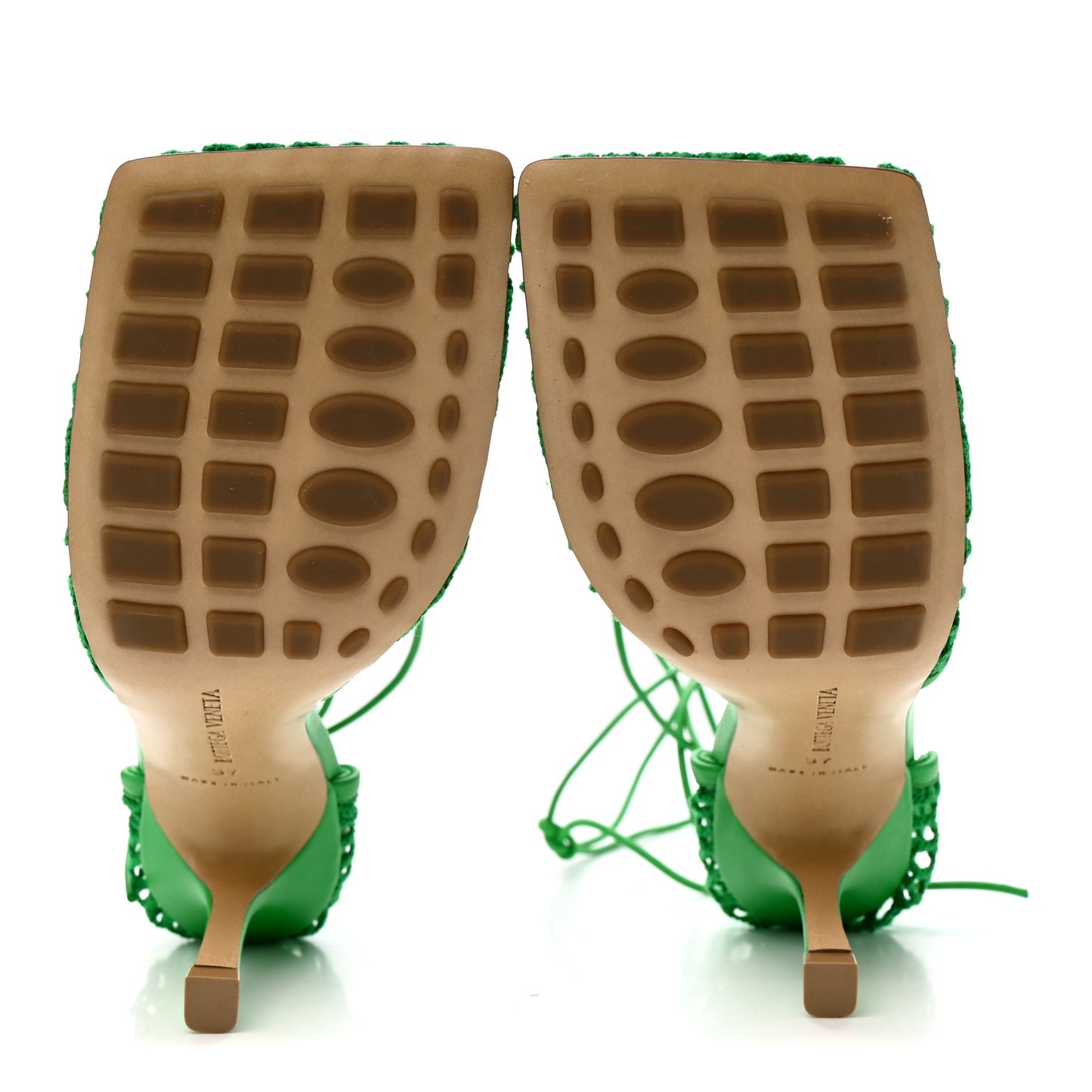 Mesh Nappa Stretch Ankle Tie 90mm Sandals 37 Grass