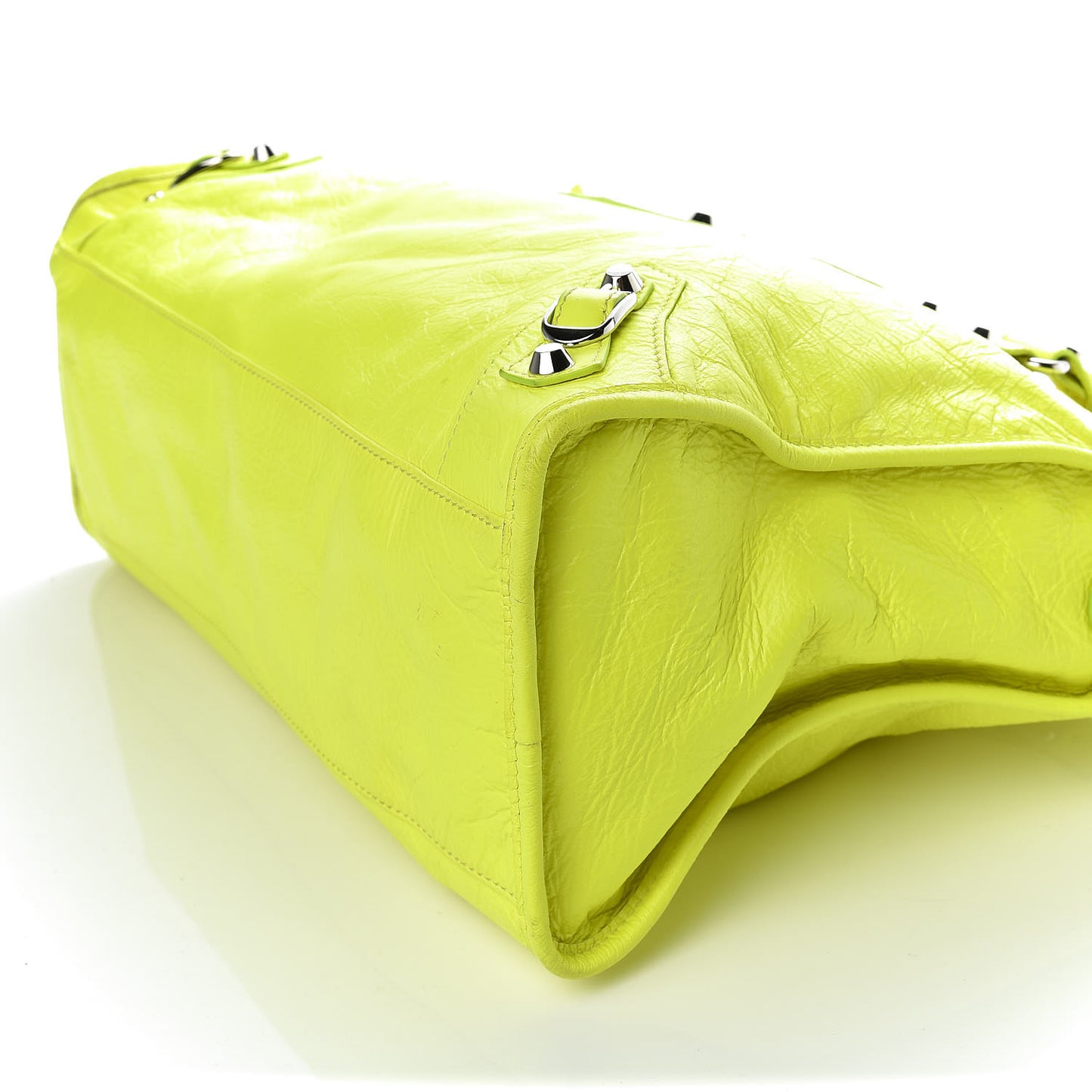 Agneau Classic Silver Hardware City Jaune Fluo